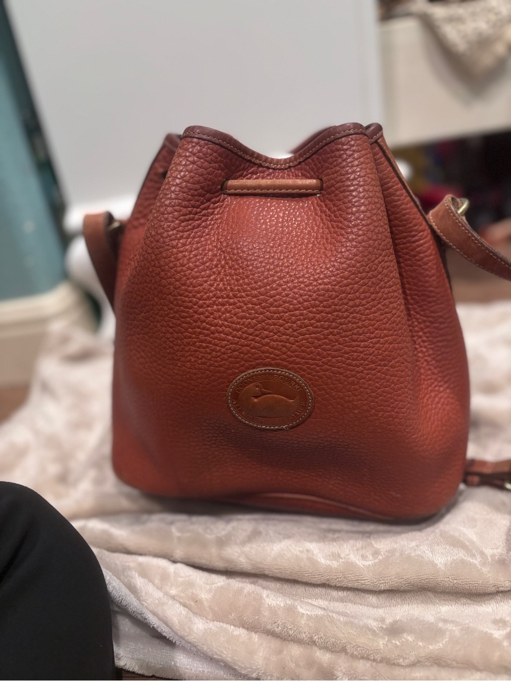 Dooney & Bourke Pebbled Leather Bucket Bag - Chestnut